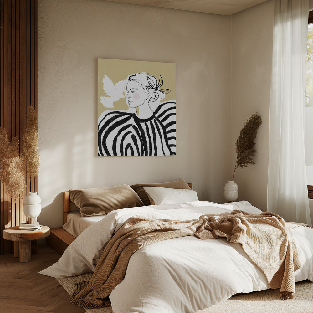 Frauenprofil mit Zebrastreifenmuster | Leinwand