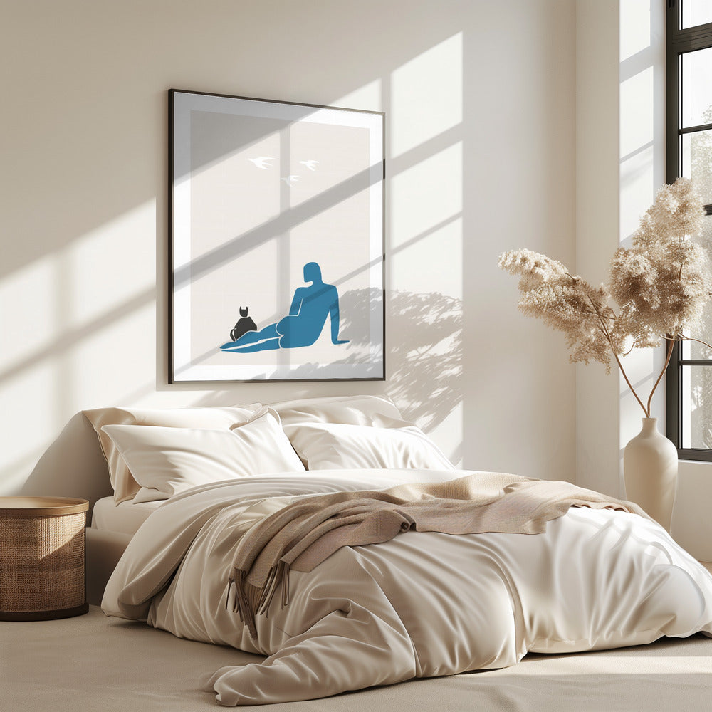 Frau und Katze | Poster