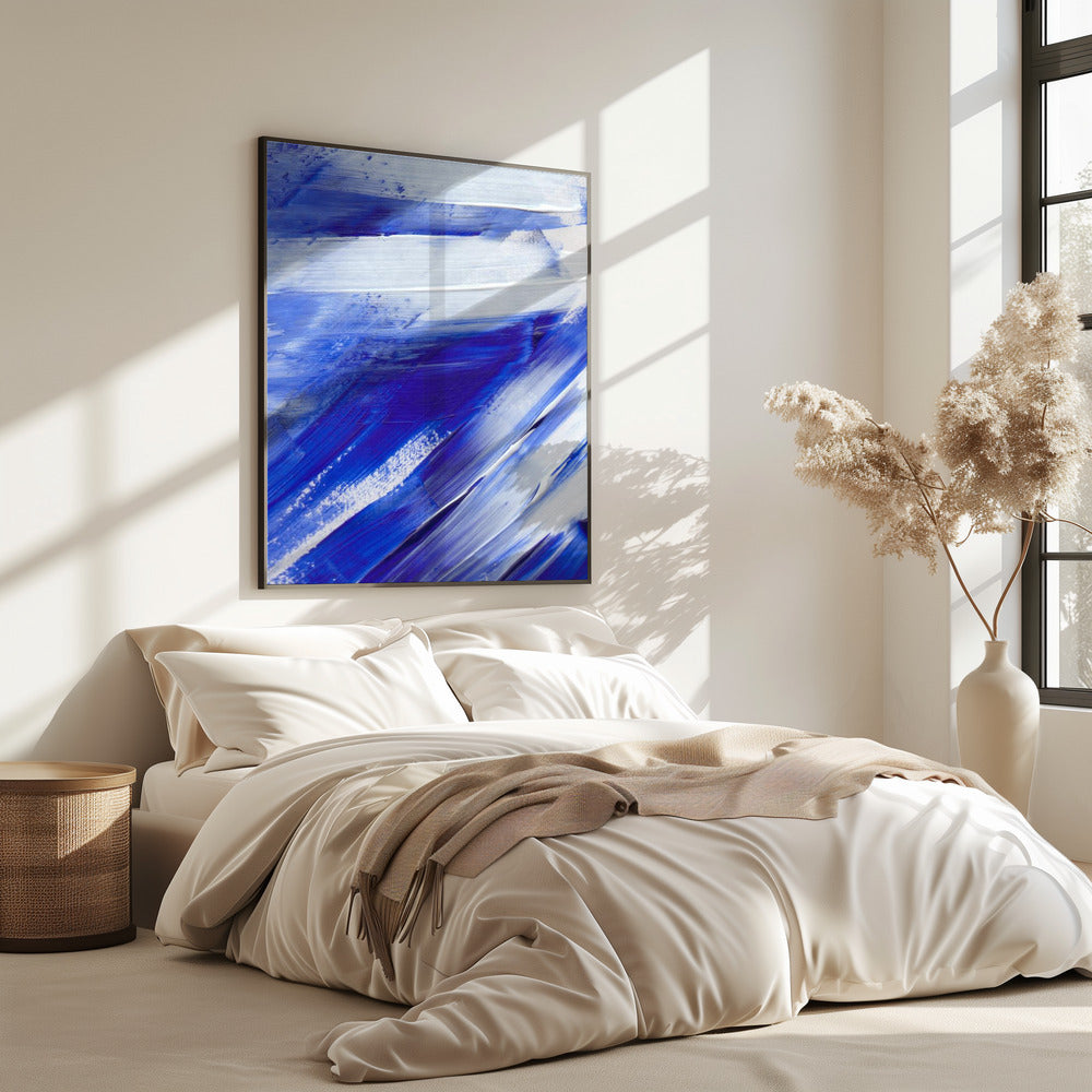 Weiße und blaue Pinselstriche | Poster