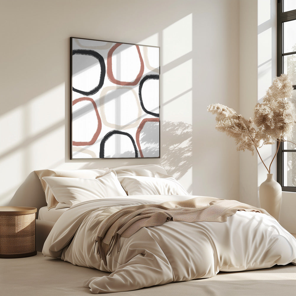 Kreise in Schwarzbeige und Rost | Poster