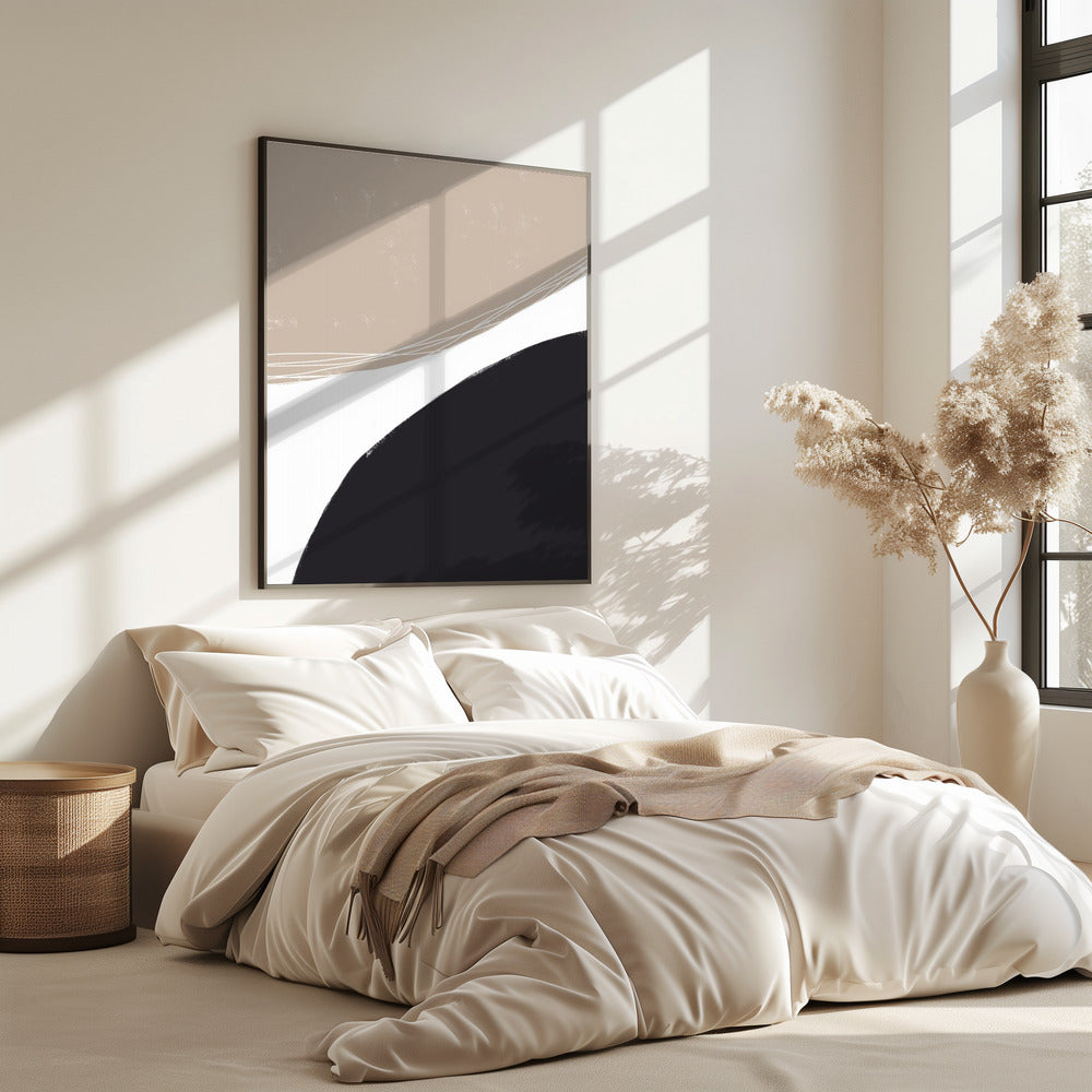 Beige und schwarze organische Formen | Poster