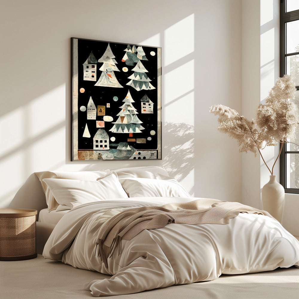 A Paper Village At Night | Poster