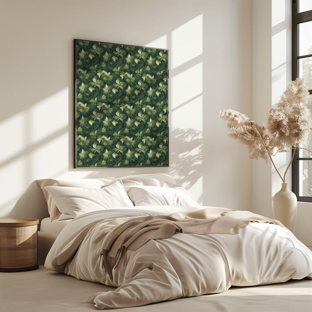 Wandteppich mit grünen Blüten | Poster
