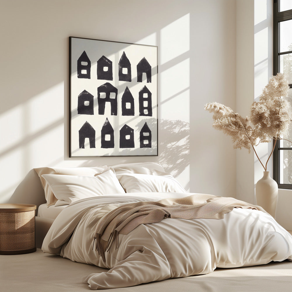 Tiny Houses #1 | Handbedruckter Linolschnitt | Poster