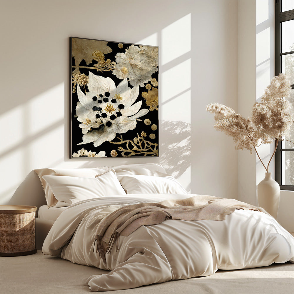 Goldene Blütenblattblüte | Poster