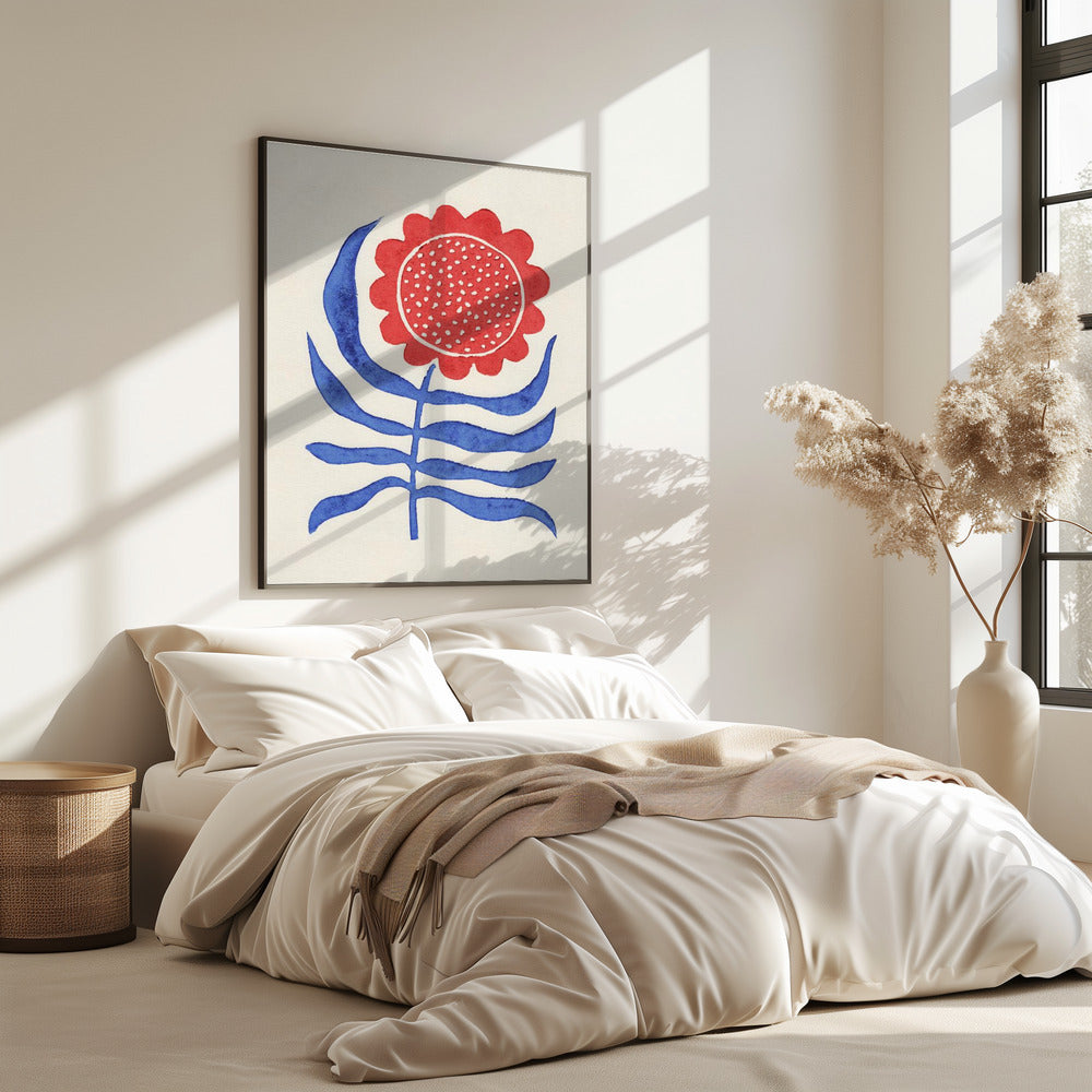 Rote Blume / Linoldruck | Poster