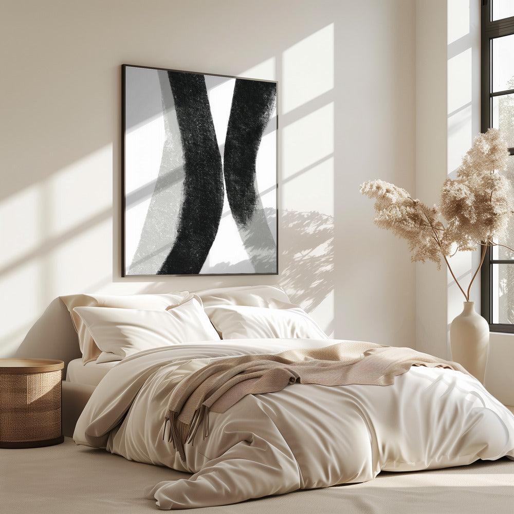 Black And Grey Strokes On A White Background | Poster