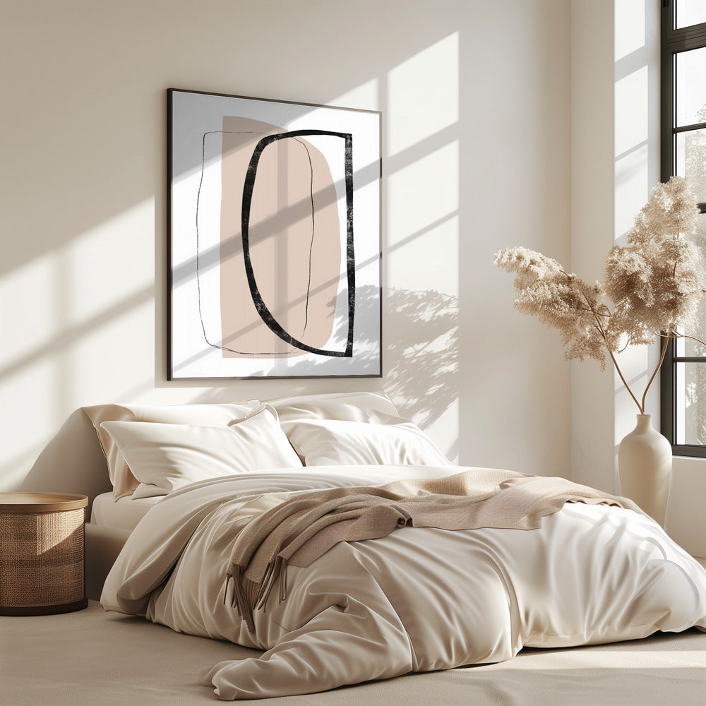 Weiche beige und schwarze geometrische Formen | Poster