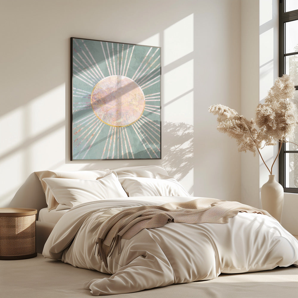 Salbeigrüne Boho Sonnenstrahlen | Poster