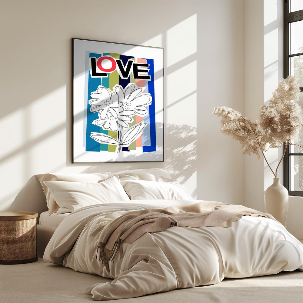 Kritzelblume Blau | Poster