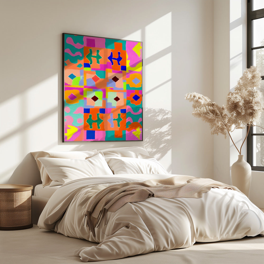 Lebendiger geometrischer Wandteppich | Poster