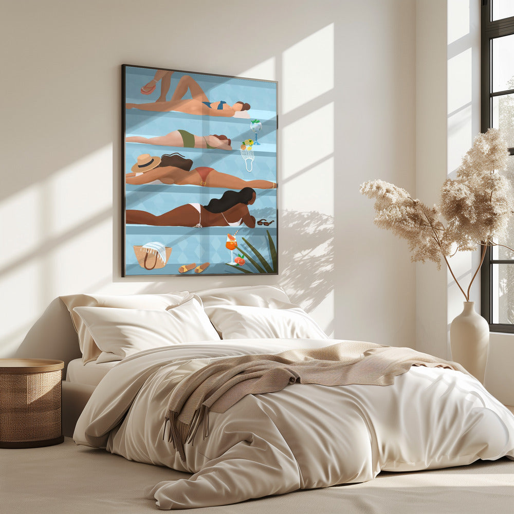 Damen am Pool | Poster