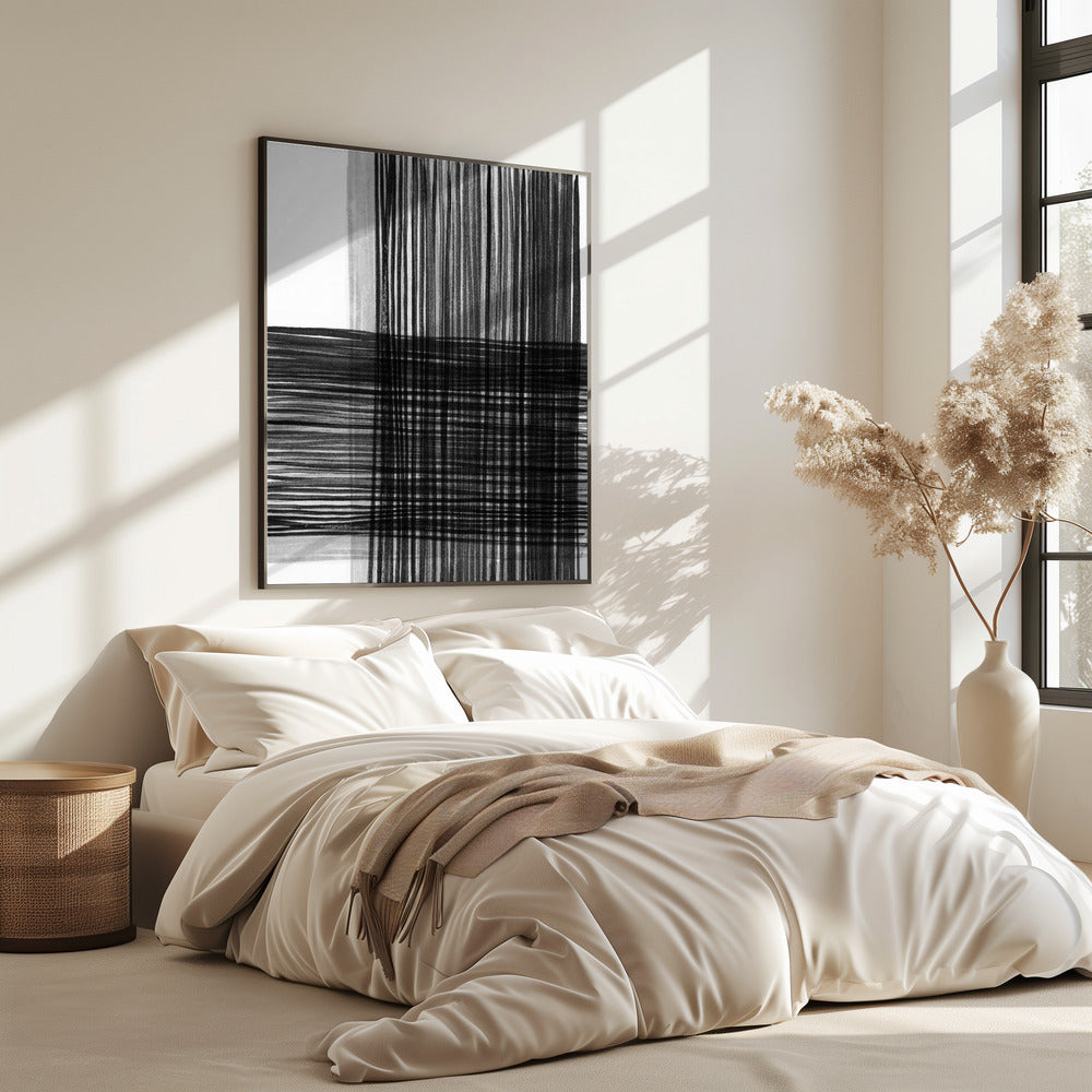 Black And Gray Lines Creating A Grid Pattern | Poster