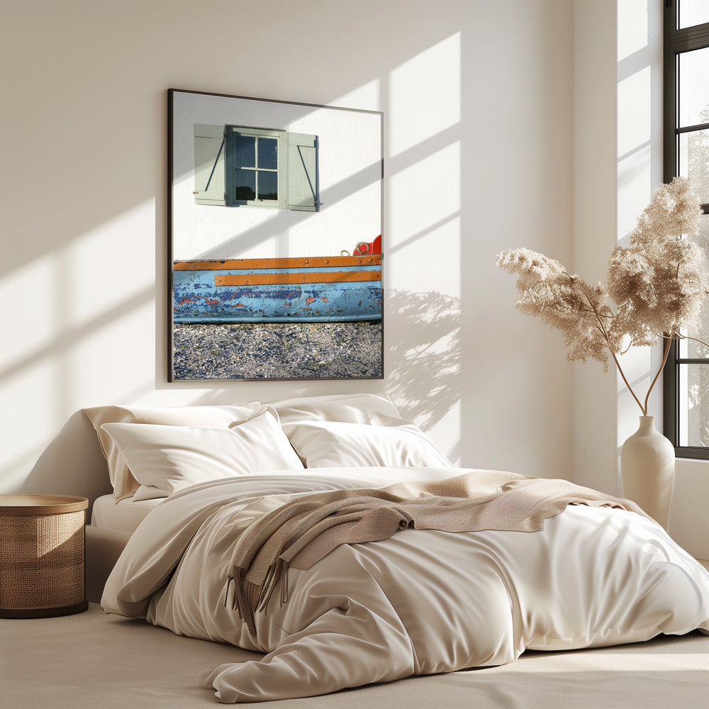 Pastellfarbenes Fenster mit Fensterläden | Poster