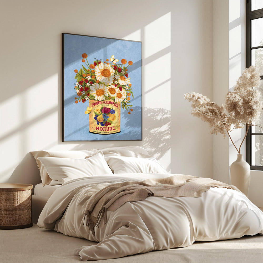 Blumen in einer Vintage-Teedose | Poster