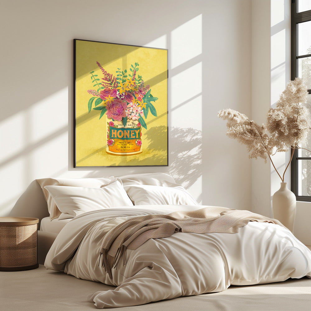 Blumen in einer Vintage-Honigdose | Poster