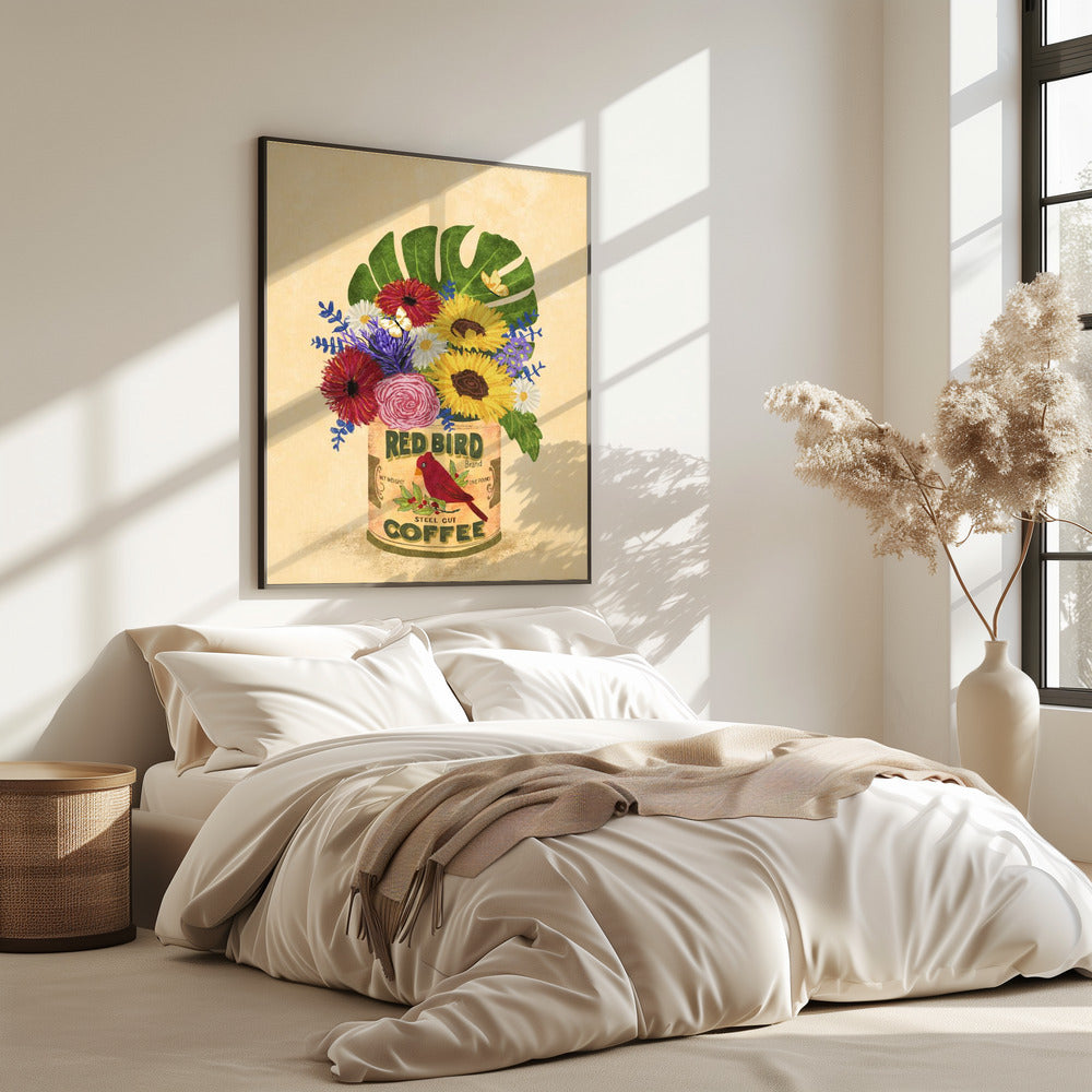 Blumen in einer Vintage-Kaffeedose | Poster