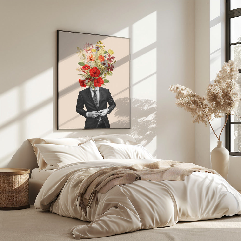 Mann mit roten Blumen | Poster