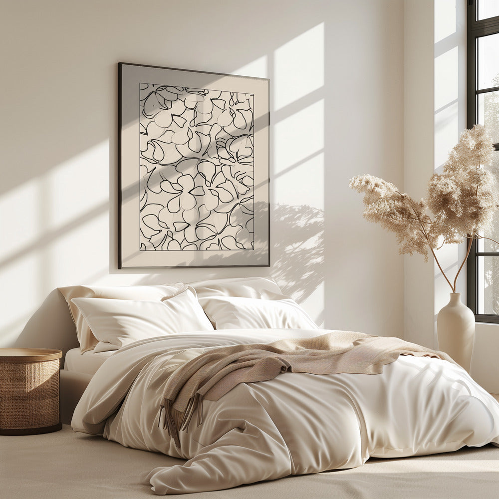 Seamless Pattern of Outlined Flowers | Poster