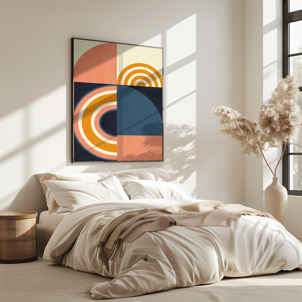 Rainbow Plus Shapes Blue Mustard9 | Poster