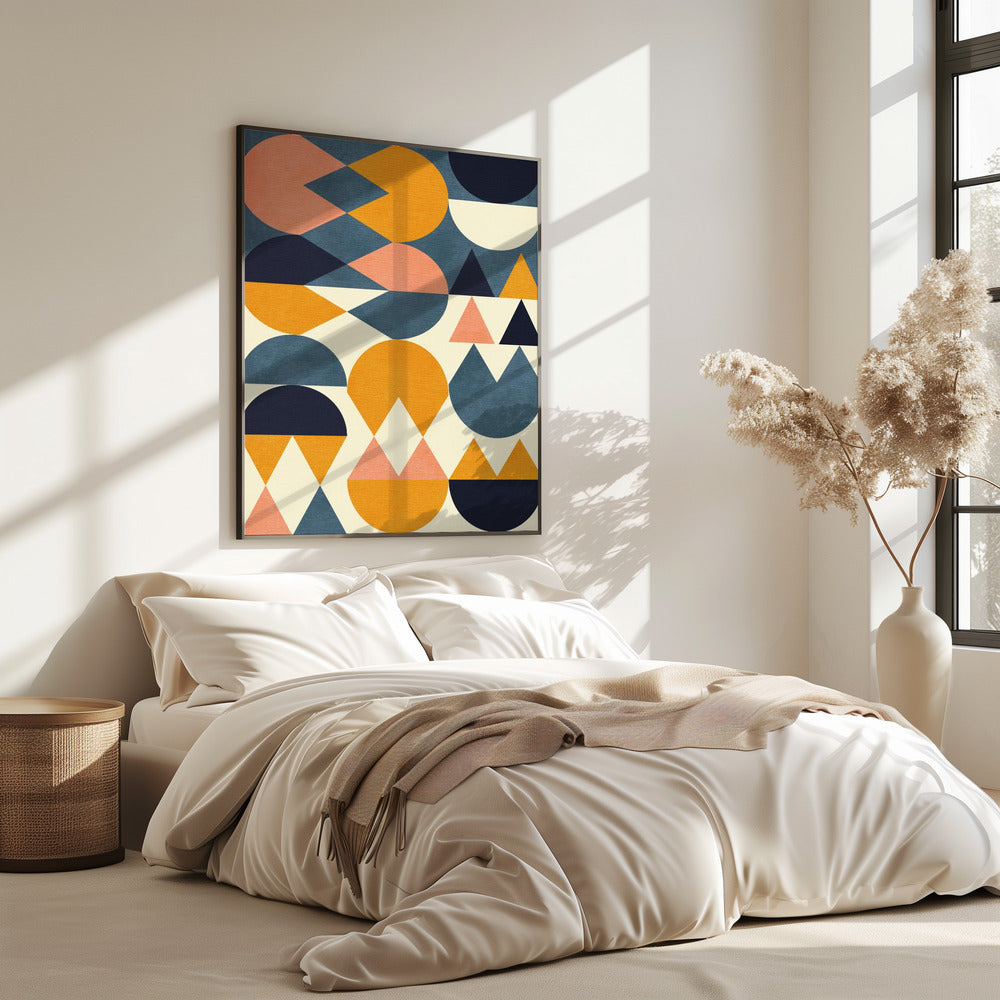 Rainbow Plus Shapes Blue Mustard6 | Poster