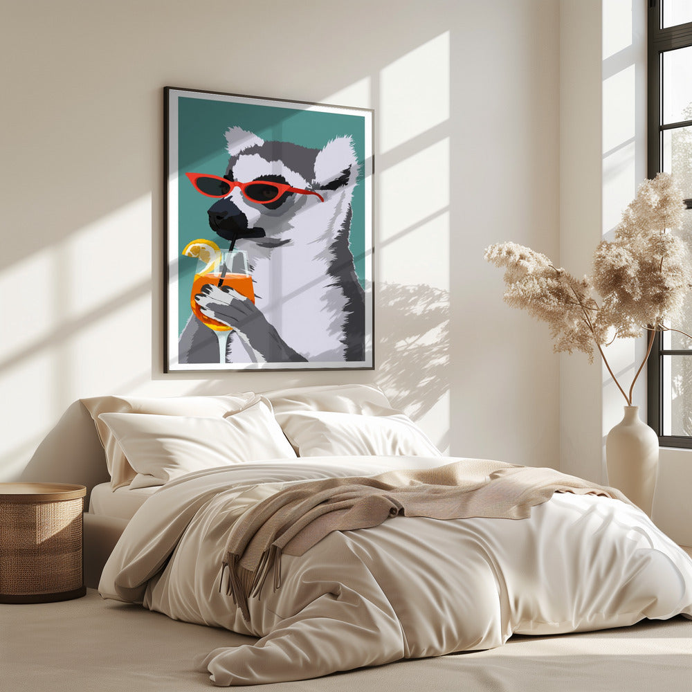 Jugdy Lemur mit Getränk | Poster