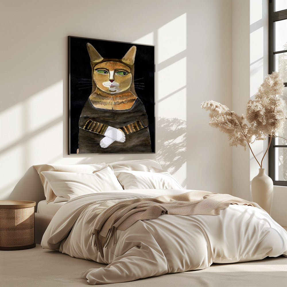 Mona Lisa Katze Lustiger Katzenhumor Ingwer Orange Katze | Poster