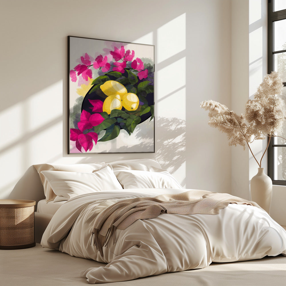 Bougainvillea und Zitronen | Poster