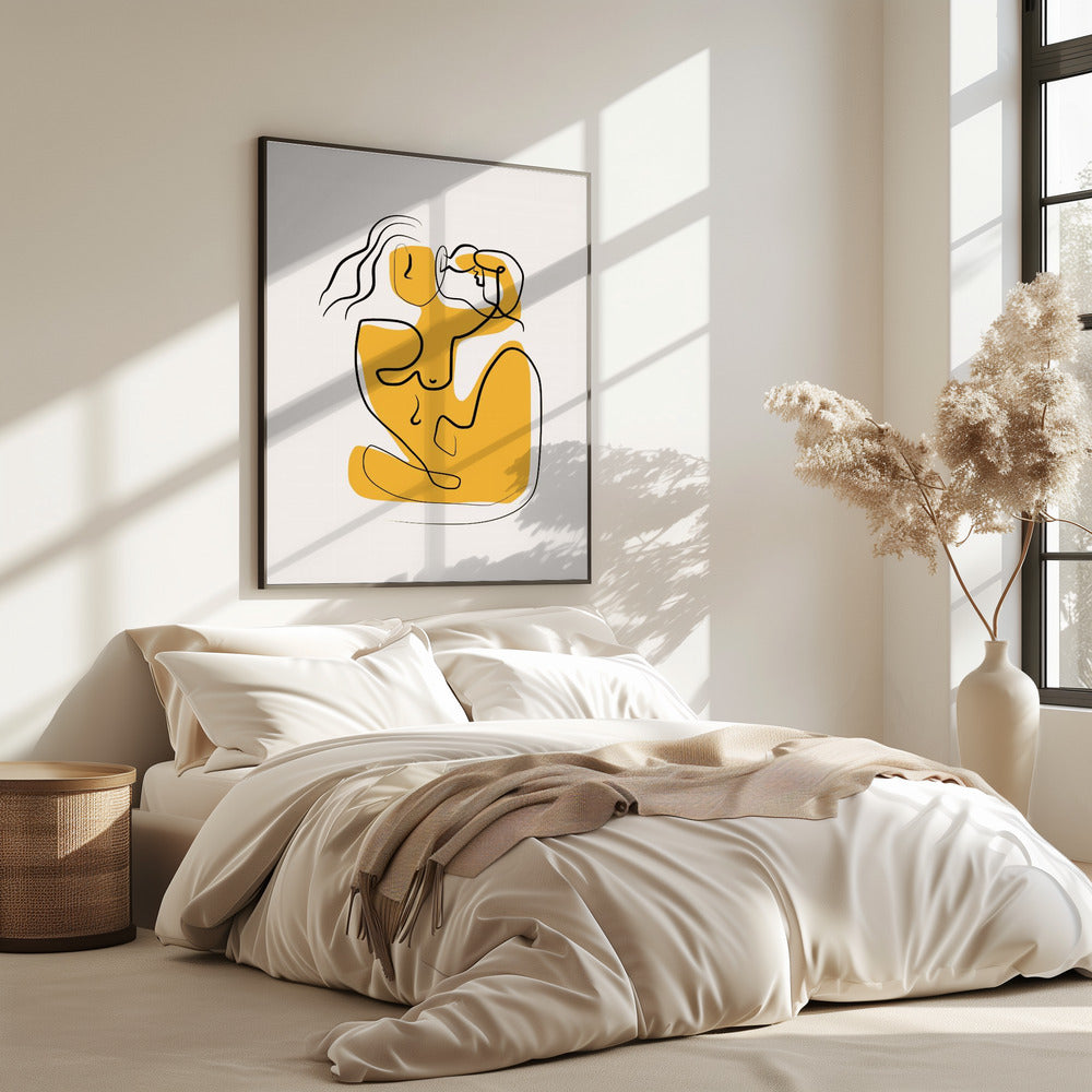 Line Art Nude Blowing Hair | Poster