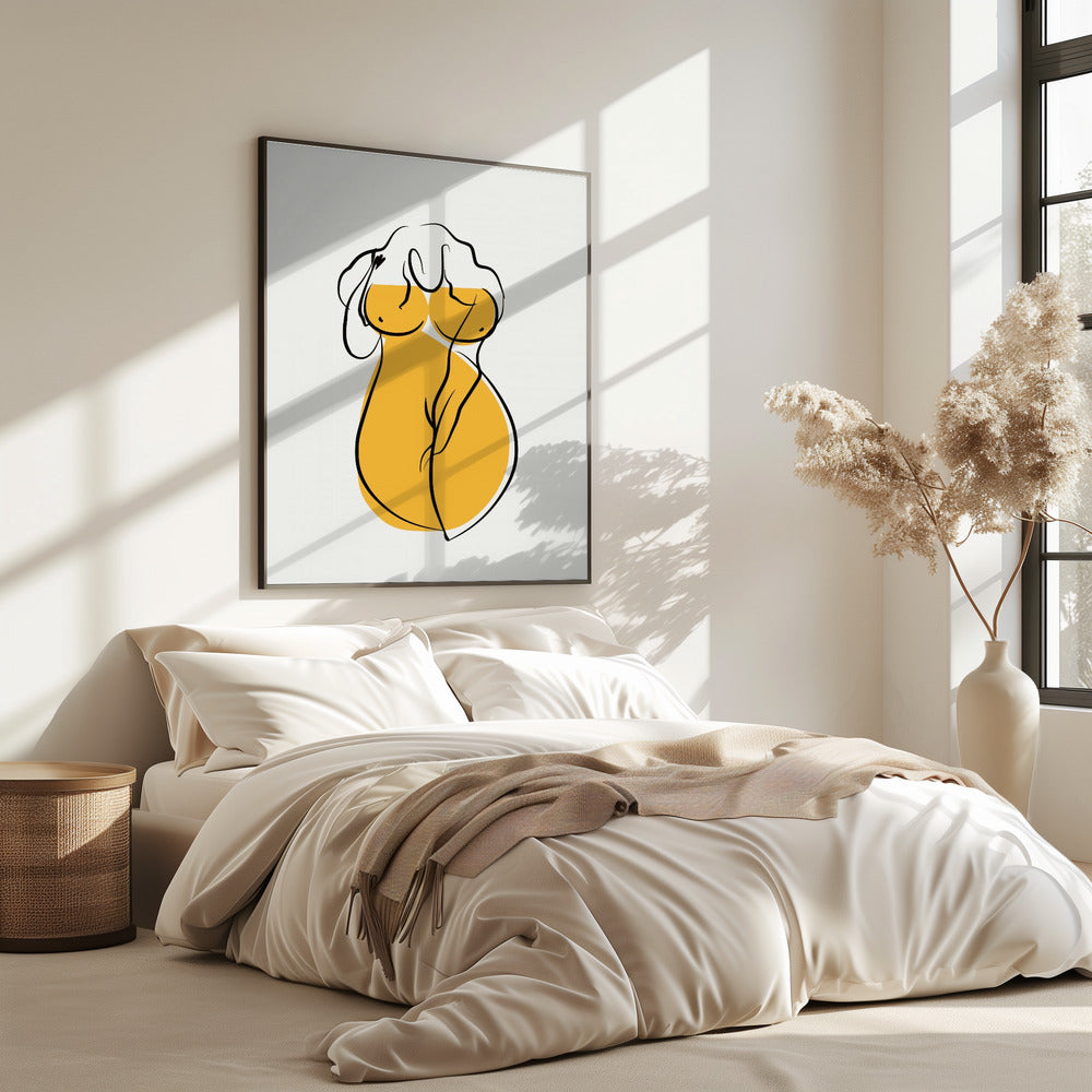 Female Form In Vibrant Yellow | Poster