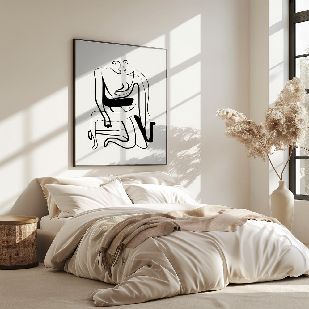 Umarmungen und Küsse Line Art | Poster