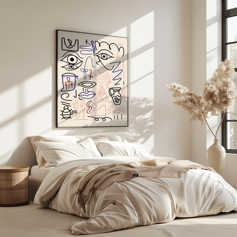 Line Art Höhlenzeichnung | Poster