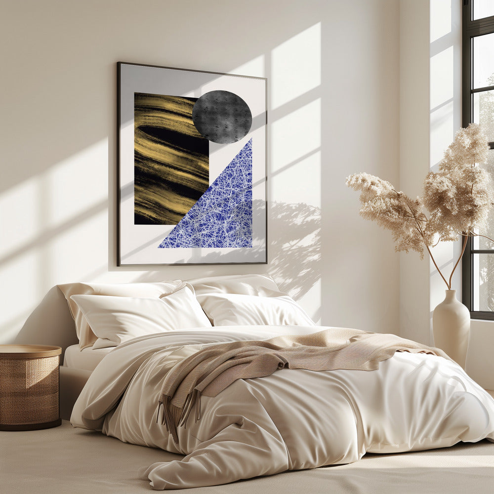 Geometrische Formen mit einer schwarz-goldenen Textur | Poster
