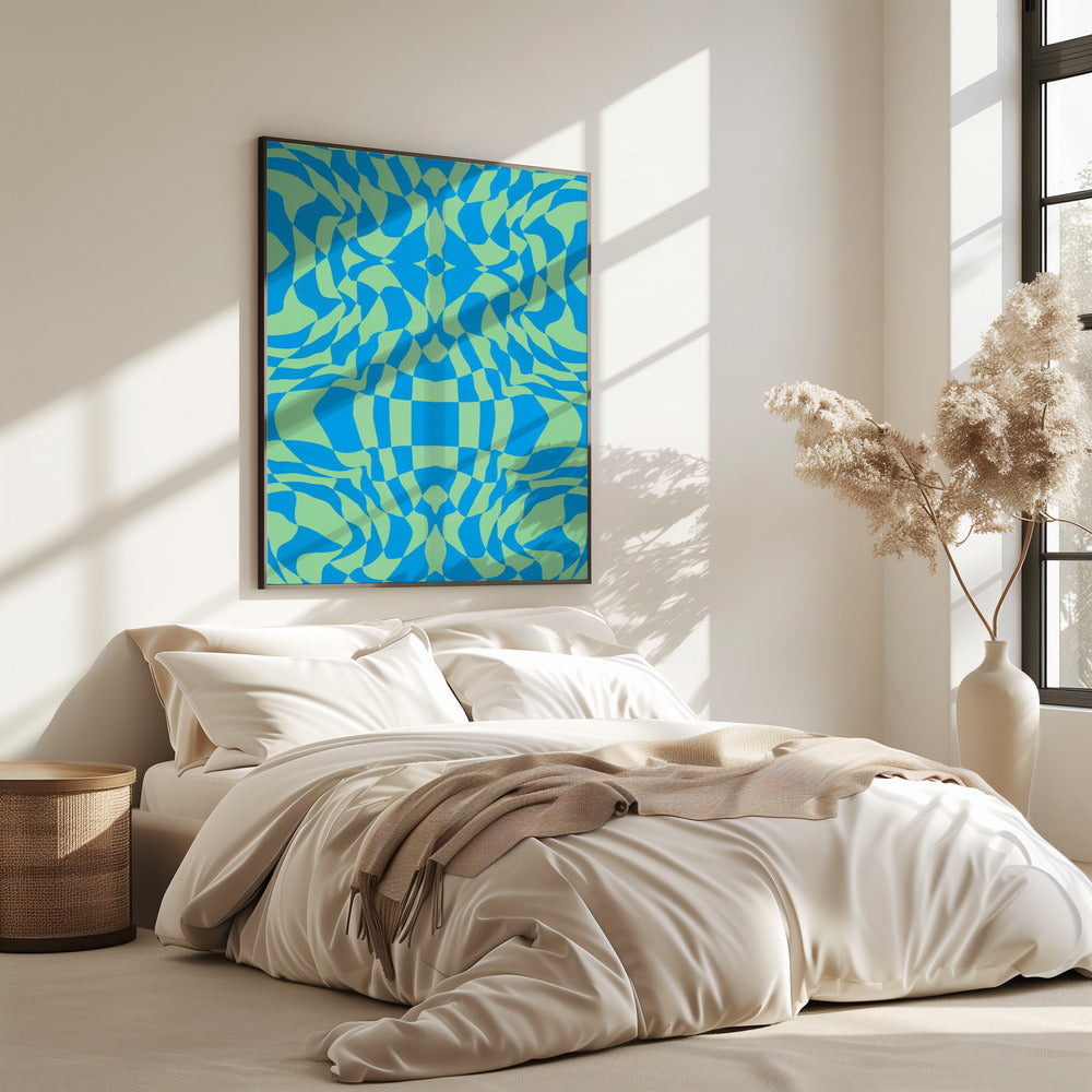 Cool Colors Warp Checkers | Poster