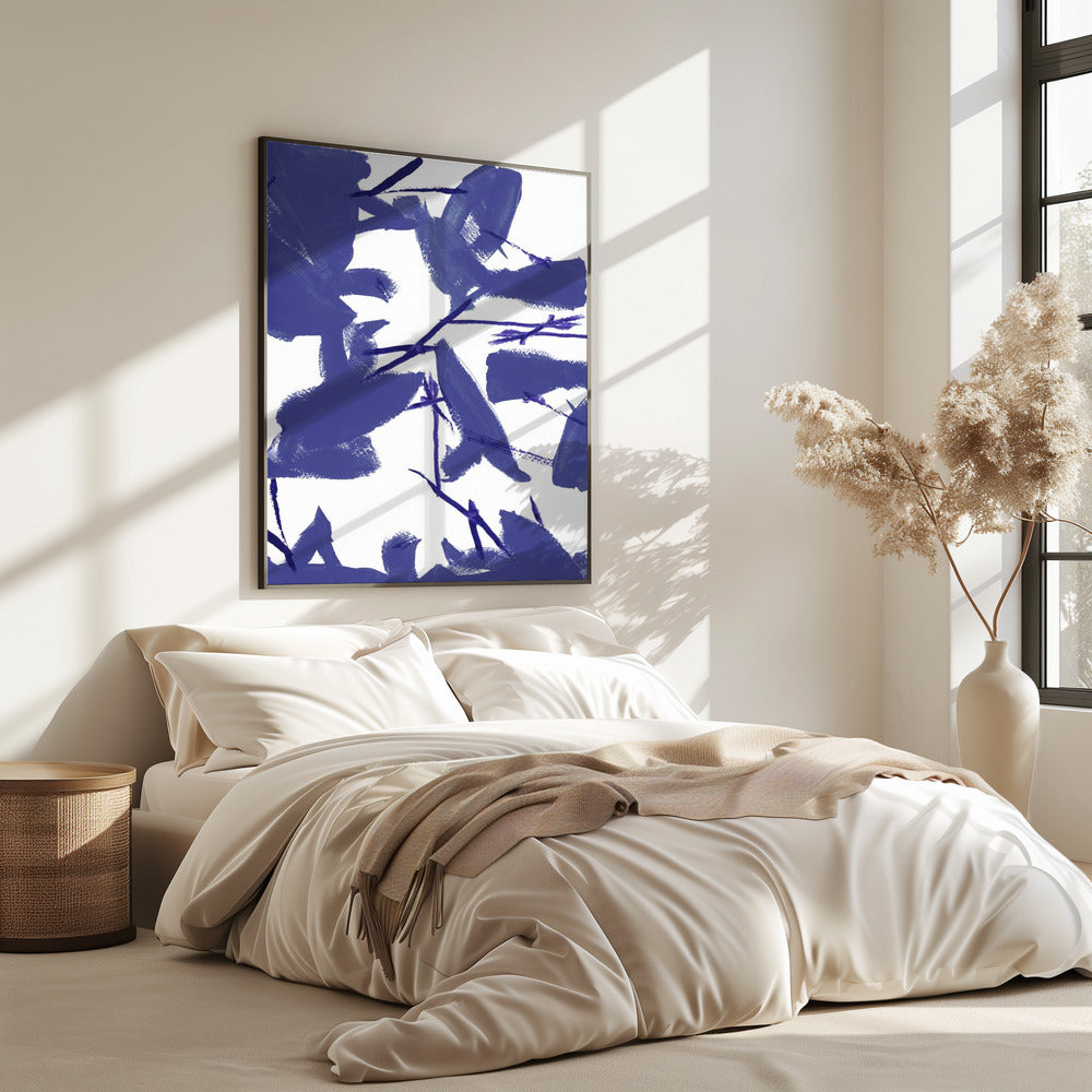 Blaues Blumenmuster Nr. 3 | Poster