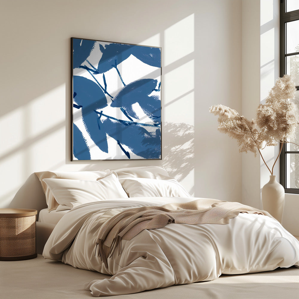 Blaues Blumenmuster Nr. 1 | Poster