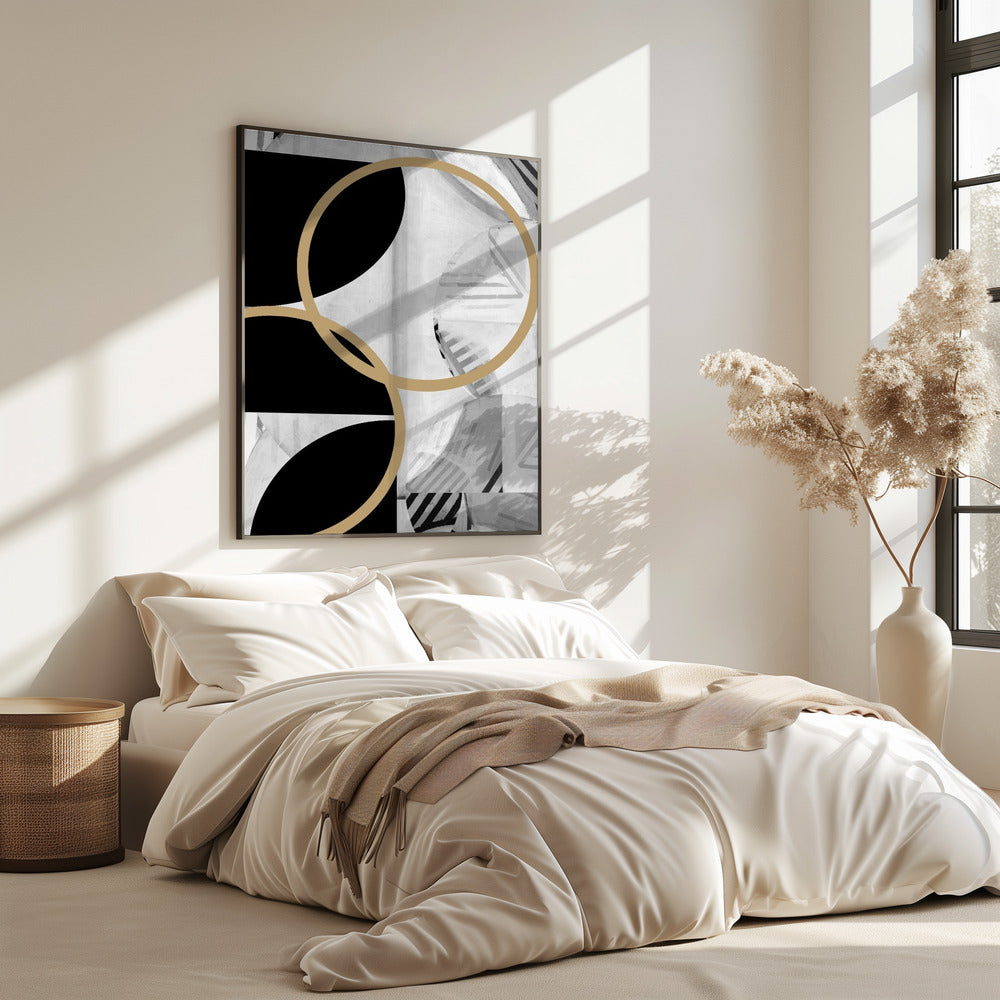 Schwarz-weiße Streifen, goldene Kugeln Nr. 1 | Poster