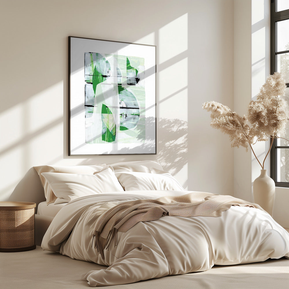 Lime Green Black Abstract No3 | Poster
