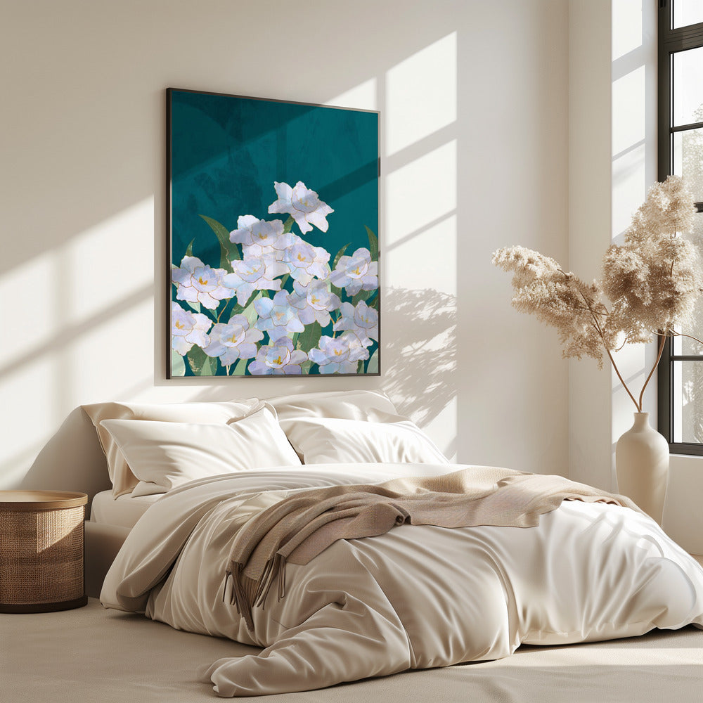 Narzissenblüten Türkis | Poster