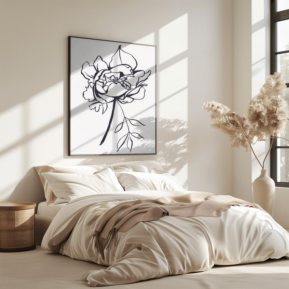 Black and White Peony Small | Poster
