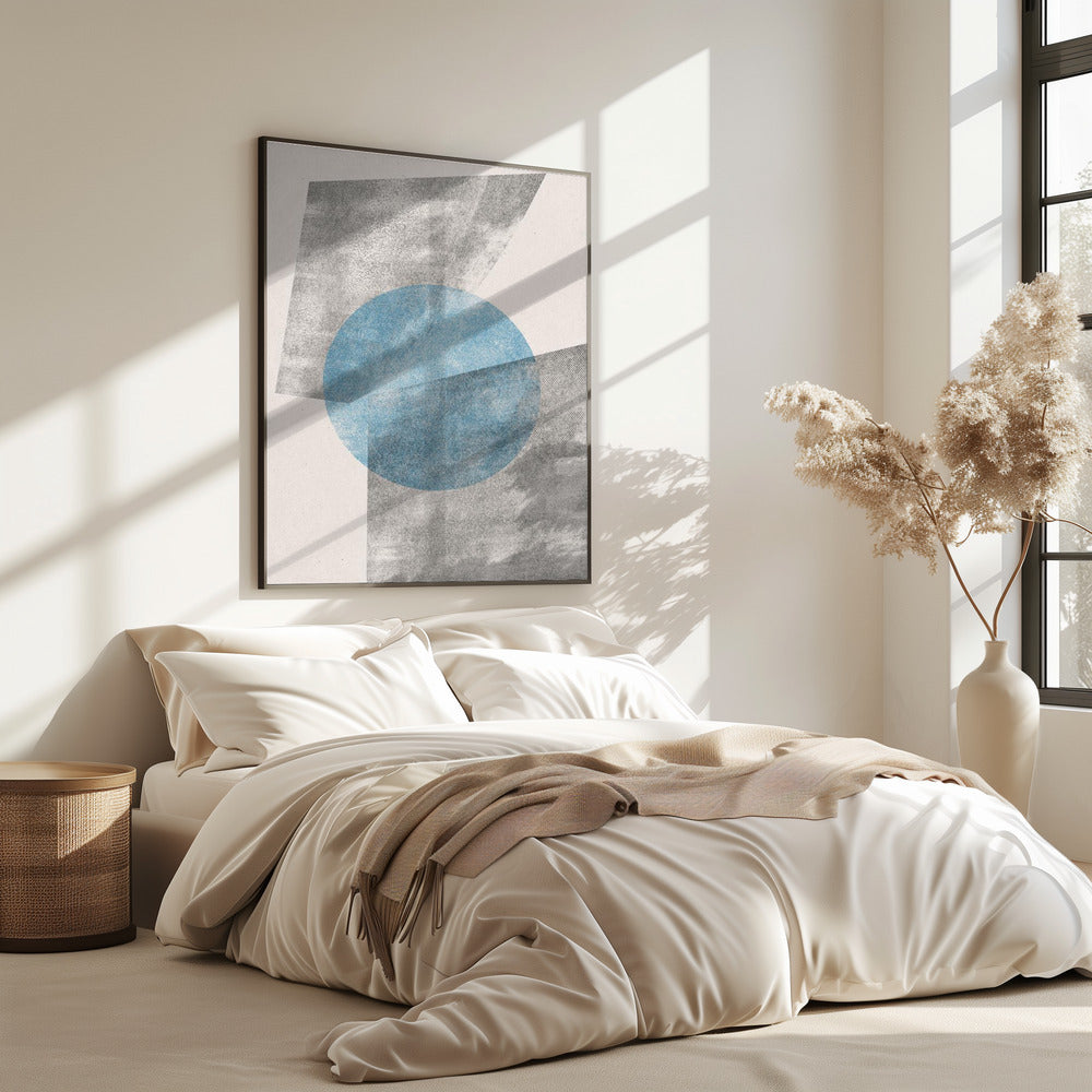 Blaues geometrisches modernes Objekt | Poster