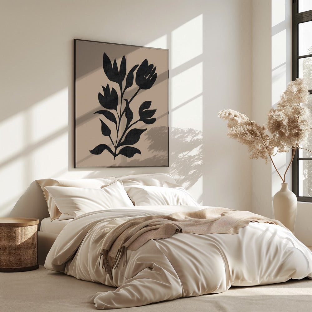 Schwarze Tulpen Moderne botanische Silhouette | Poster