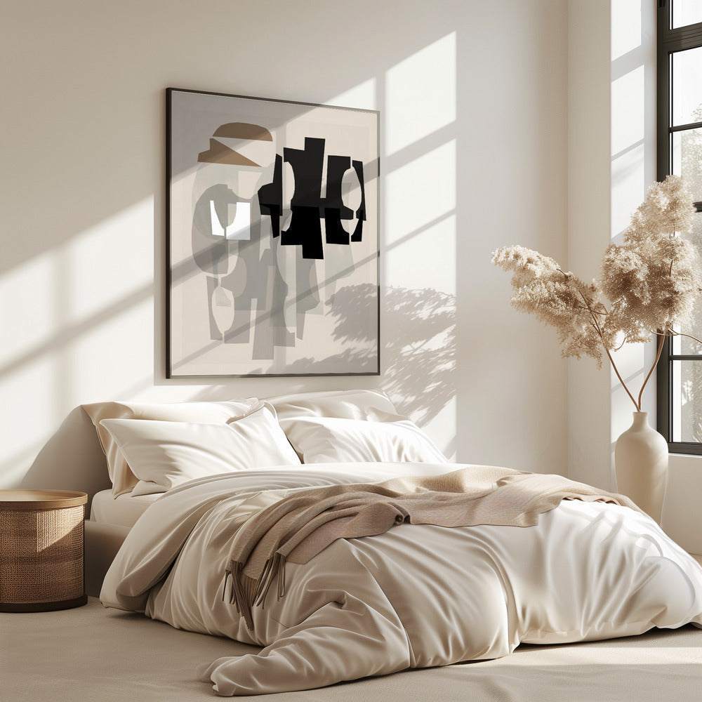 Schwarz-Weiß-Braun-Relief 1 | Poster