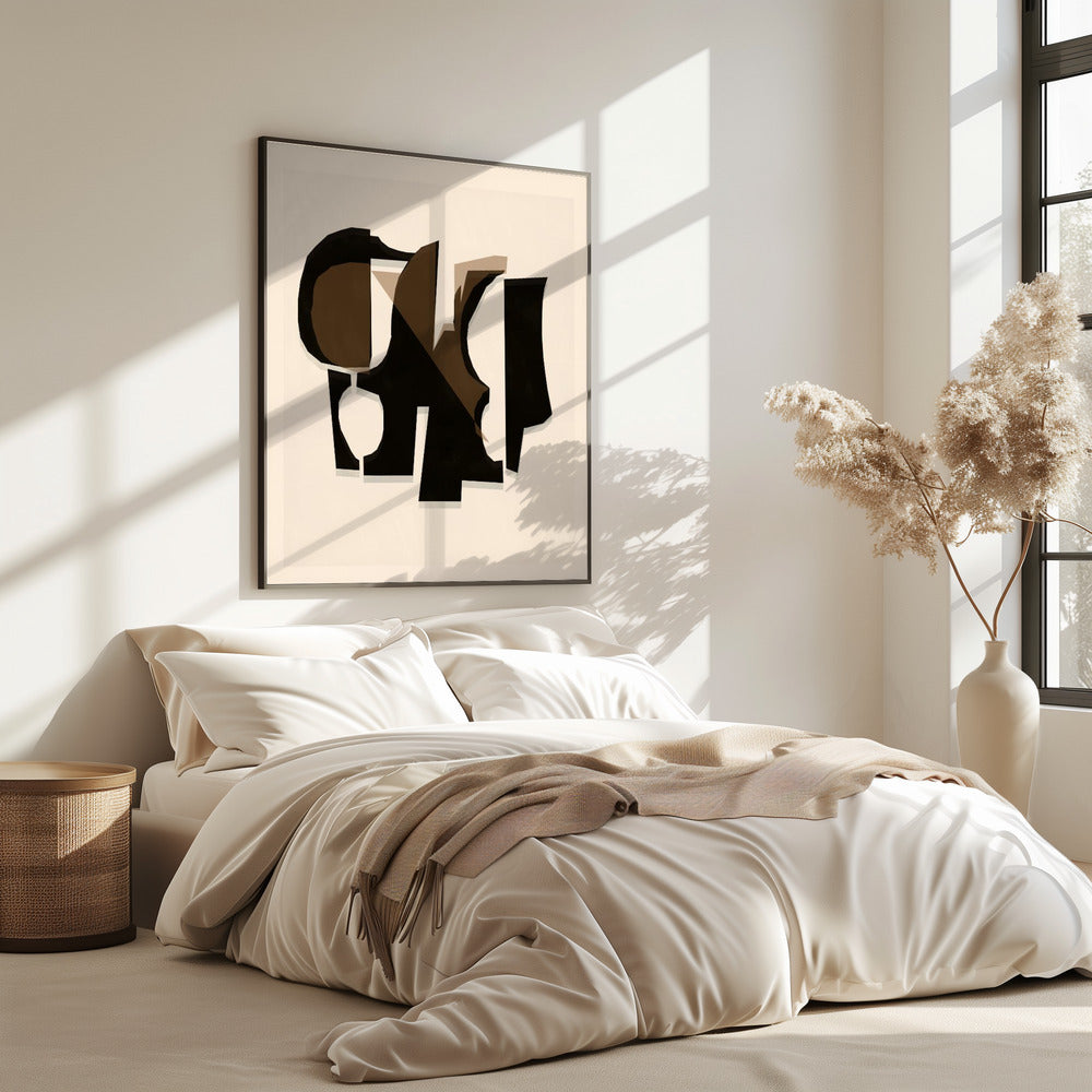 Schwarz-Weiß-Braun-Relief 3 | Poster