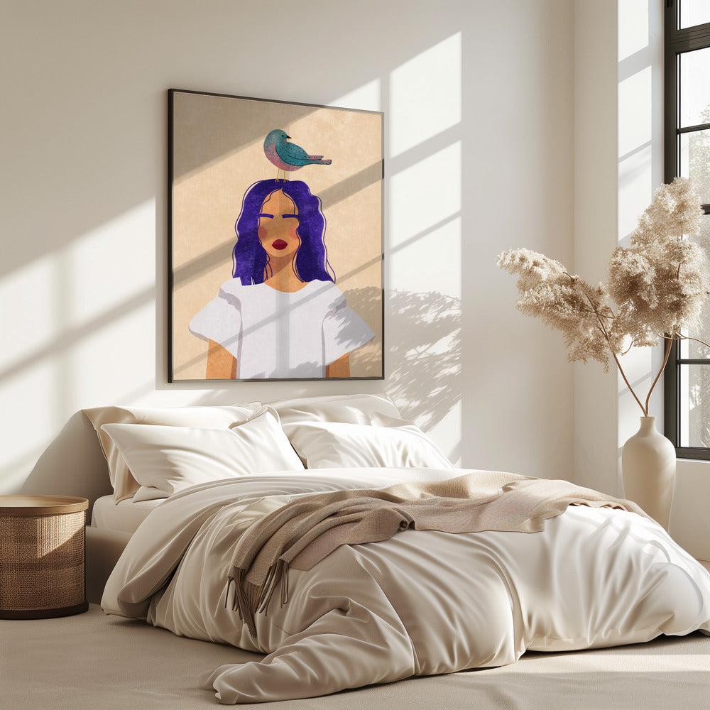 Mädchen mit Vogel | Poster