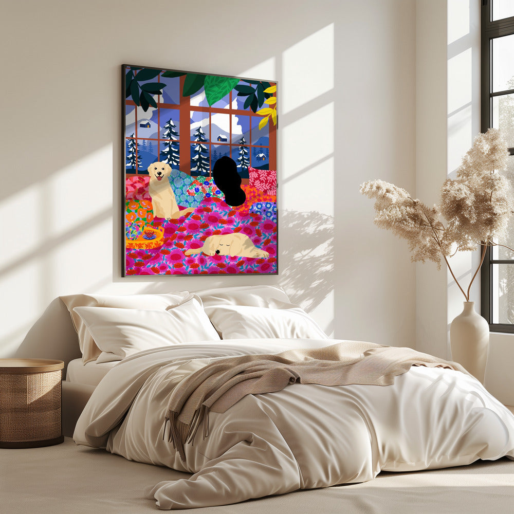 Im Bett mit Blick auf die Aussicht | Poster