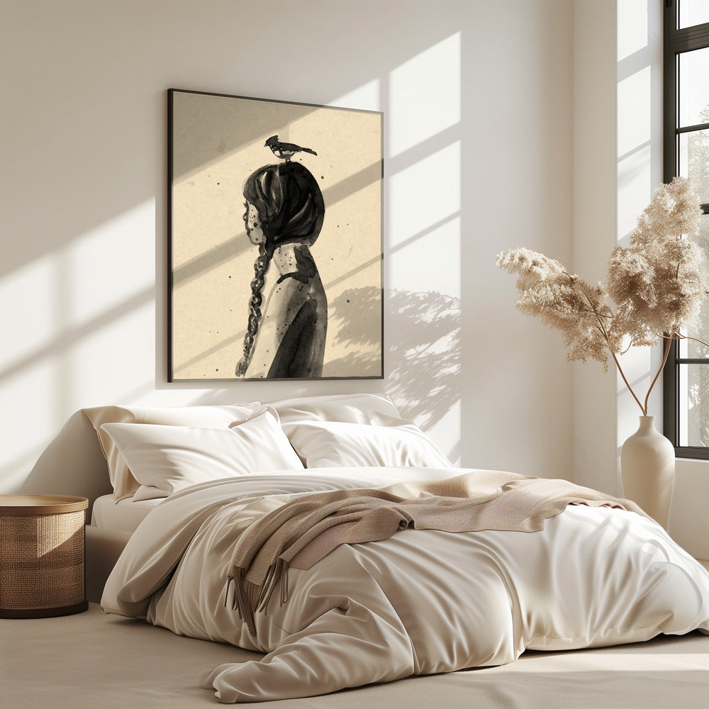 Mädchen mit Vogel | Poster