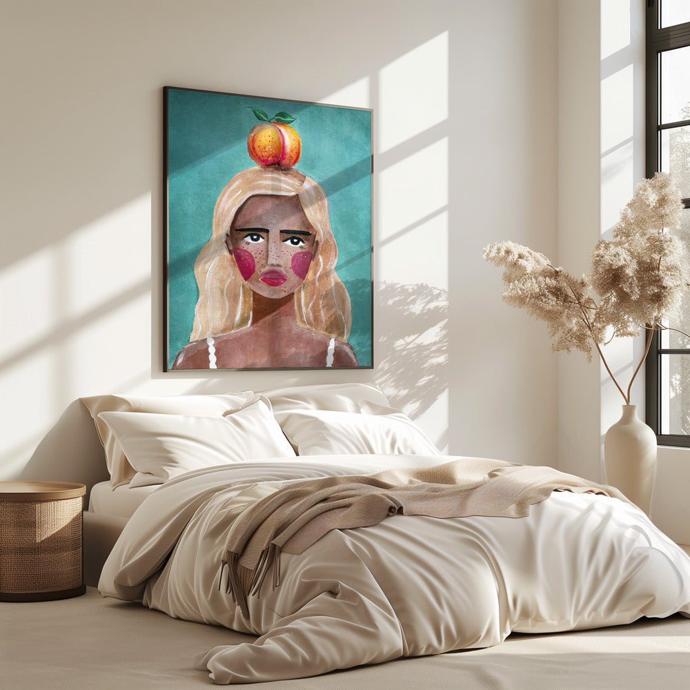 Frau mit Pfirsich | Poster