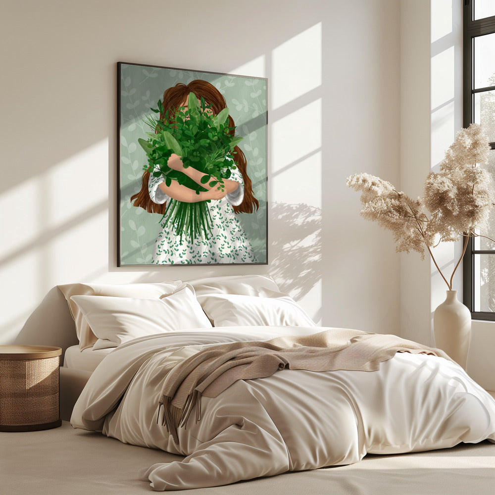 Mädchen mit Blumenstrauß | Poster
