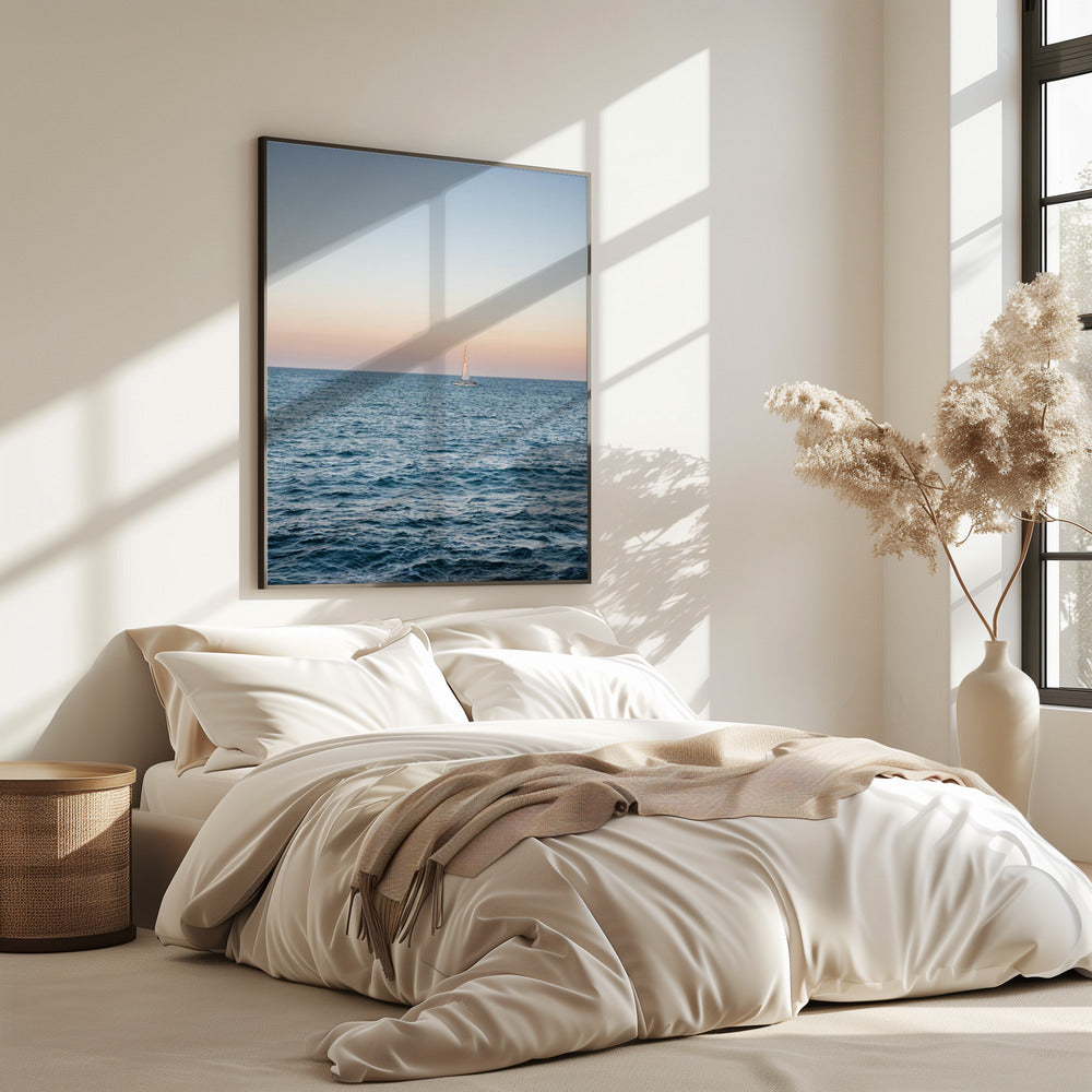 Segeln an der Amalfiküste bei Sonnenuntergang | Italien Reisefotografie | Poster